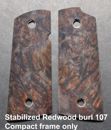 Stabilized dyed Redwood burl, Compact frame only, $185 base price