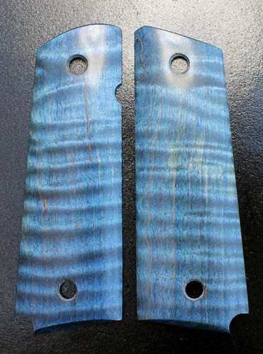 Stabilized Curly Maple, blue  SOLD