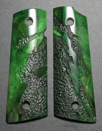 Stabilized dyed Maple burl, full size, magwell, "organic" stipple